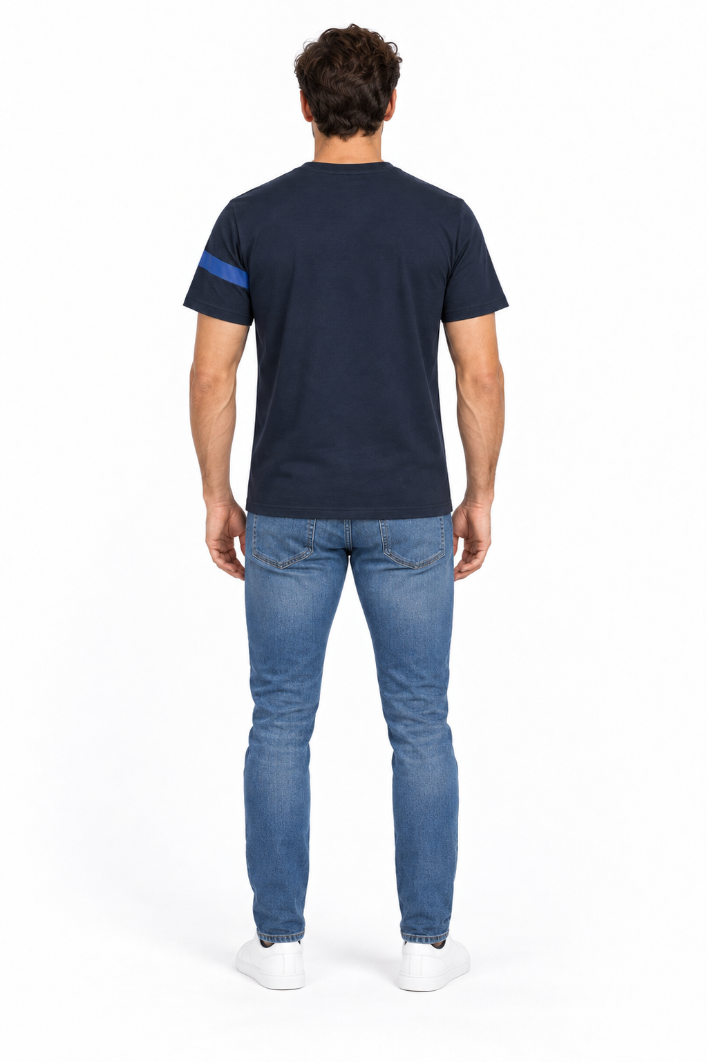 BOSS -  stripe and logo T-shirt - Blue navy