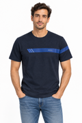 BOSS -  stripe and logo T-shirt - Blue navy