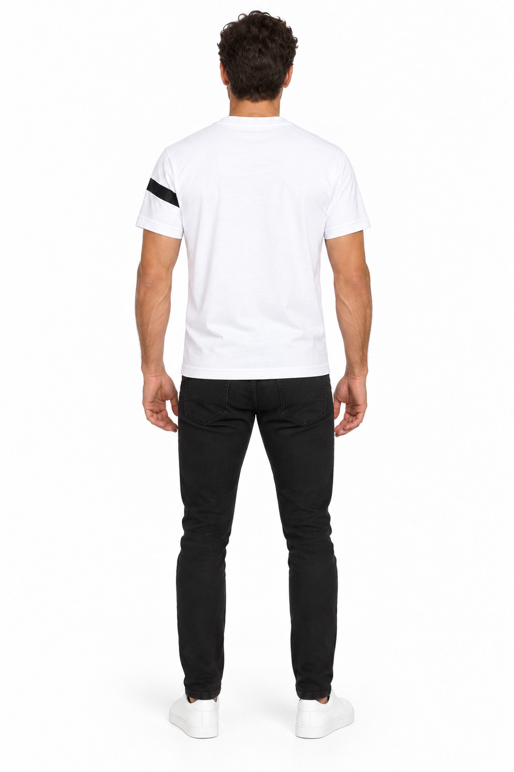 BOSS -  stripe and logo T-shirt - White