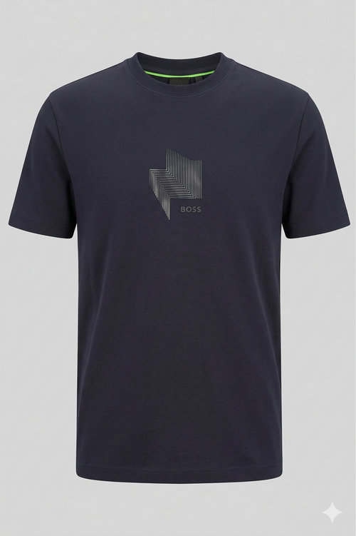 BOSS embroidered rubber logo T-Shirt- Blue Navy