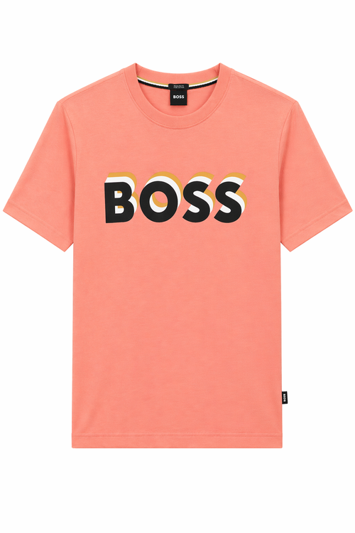 BOSS sticker Logo T-Shirt - Coral