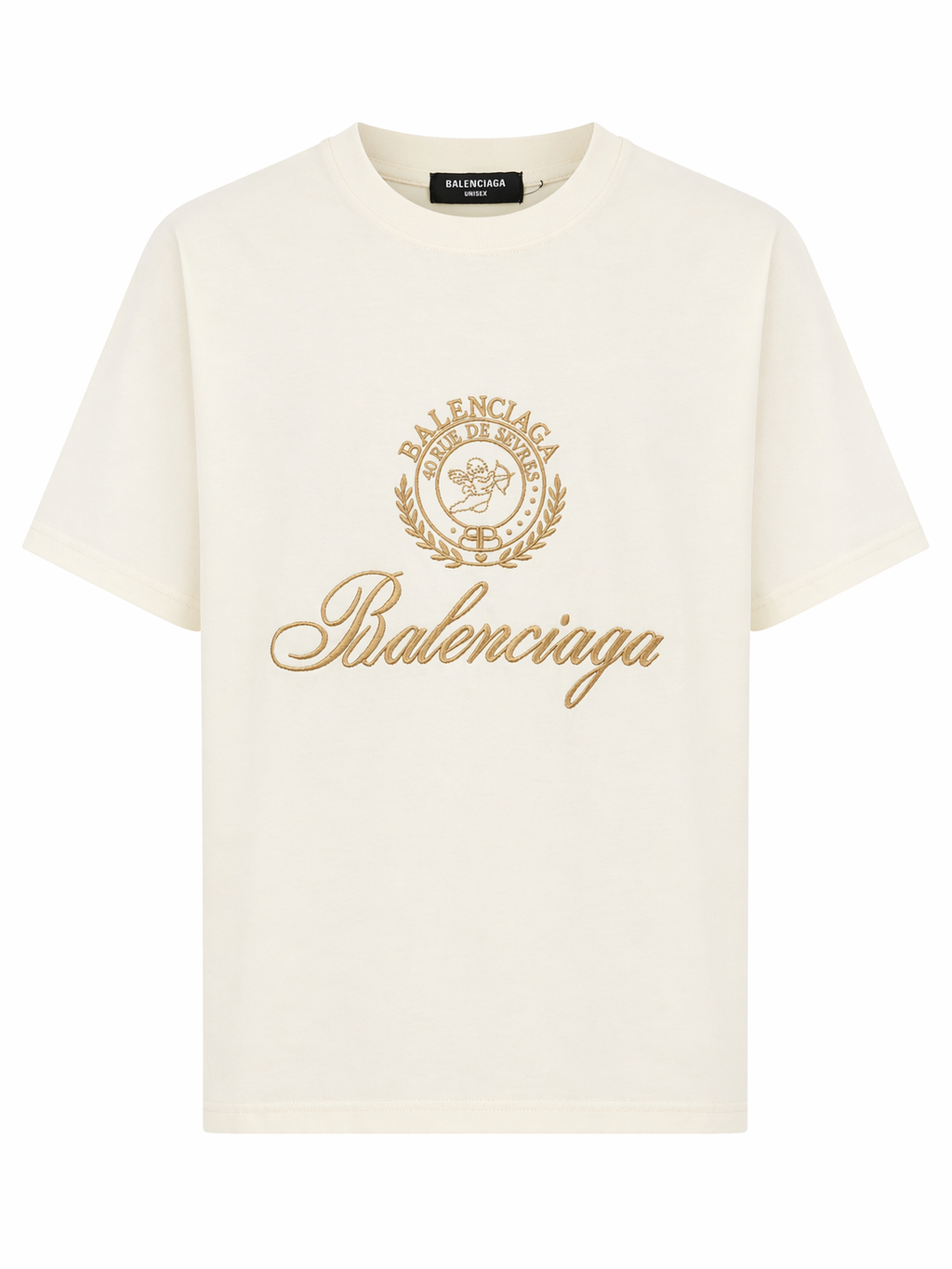 Balenciaga Embroidered Logo T-Shirt - Cream