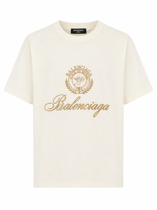 Balenciaga Embroidered Logo T-Shirt - Cream