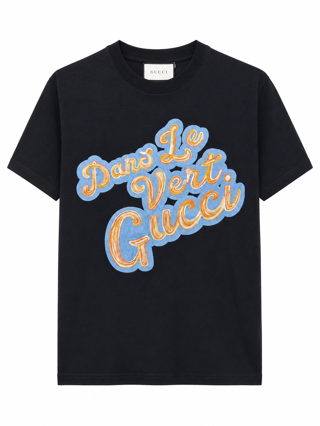 Gucci Black Embroidered Logo T-Shirt - Black