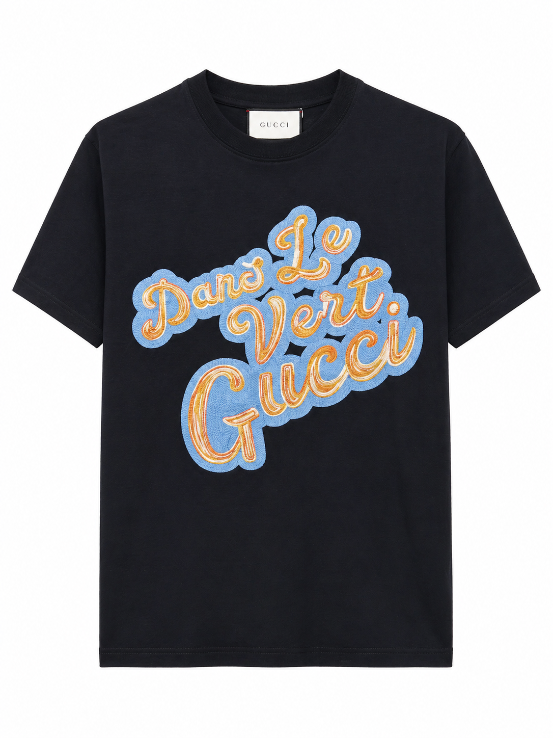 Gucci Black Embroidered Logo T-Shirt - Black
