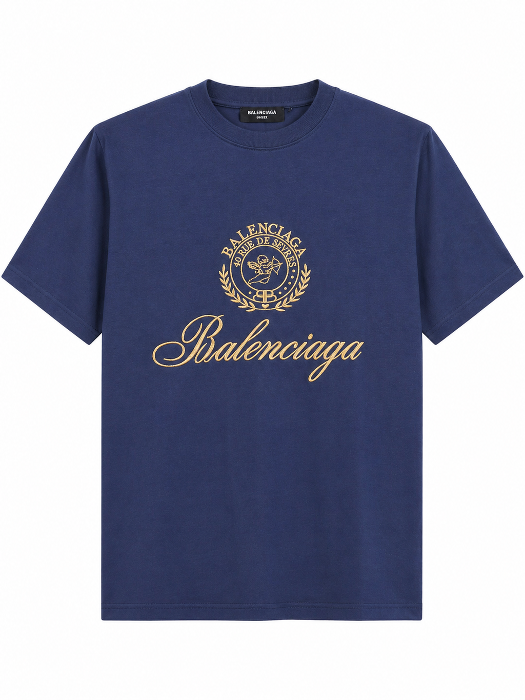 Balenciaga Embroidered Logo T-Shirt - Blue Navy