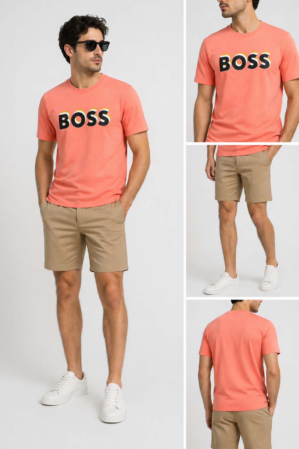 BOSS sticker Logo T-Shirt - Coral