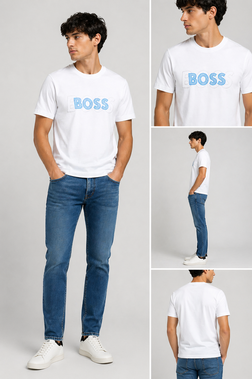 BOSS  layered Logo T-Shirt - White