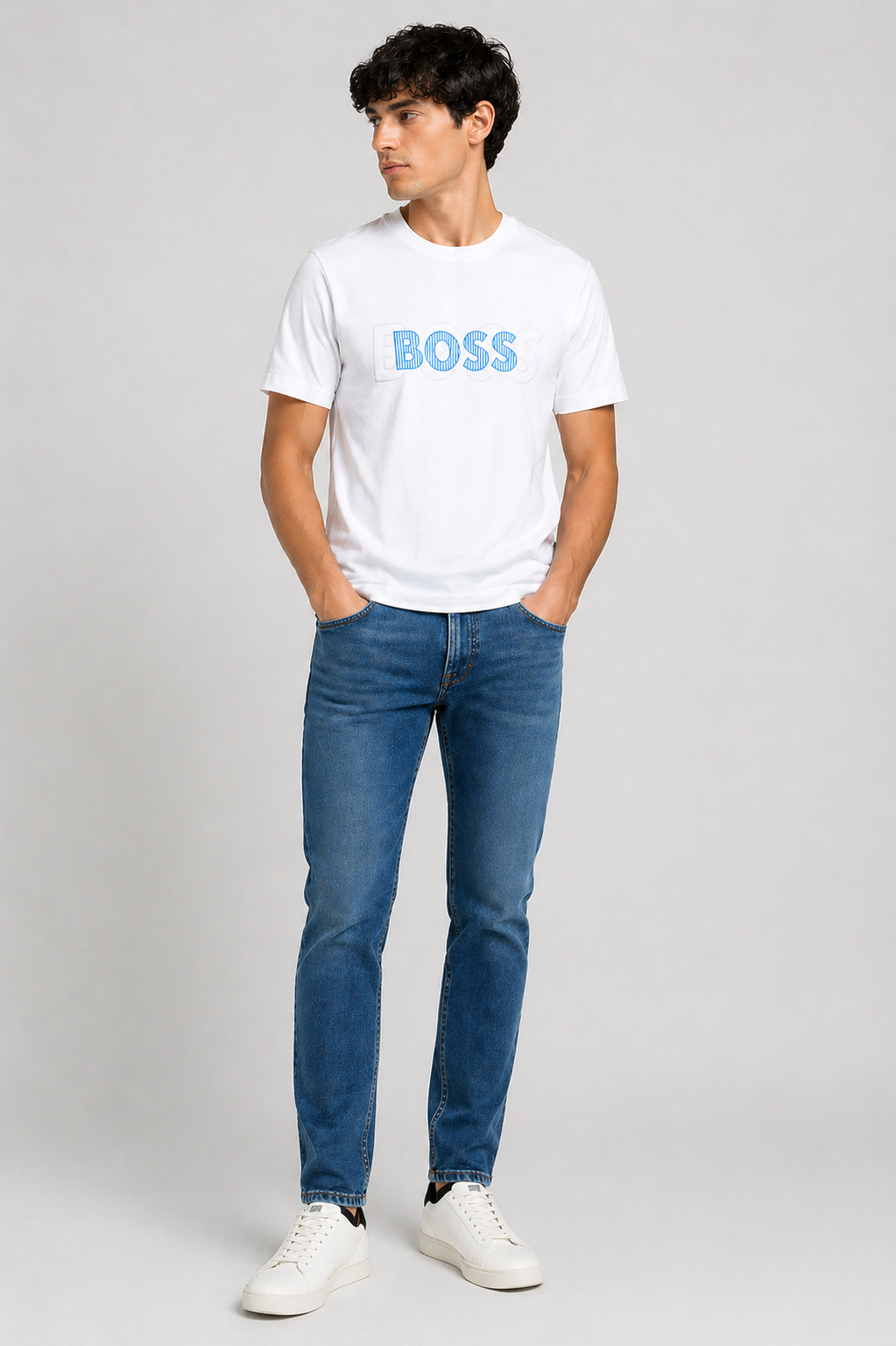 BOSS  layered Logo T-Shirt - White