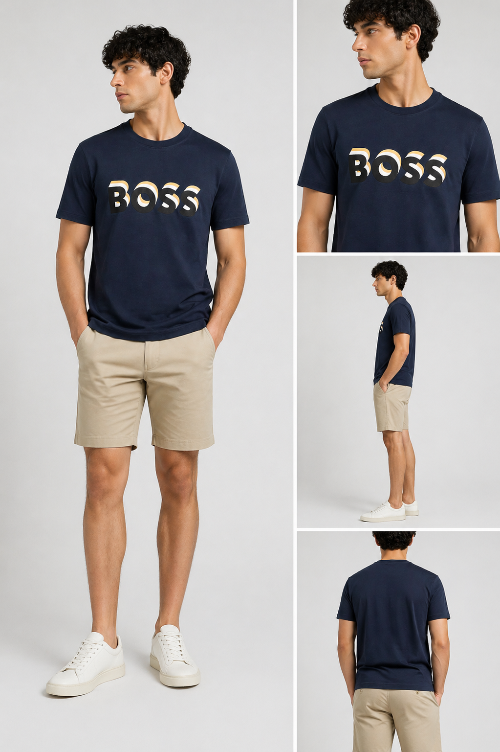 BOSS sticker Logo T-Shirt - Blue Navy