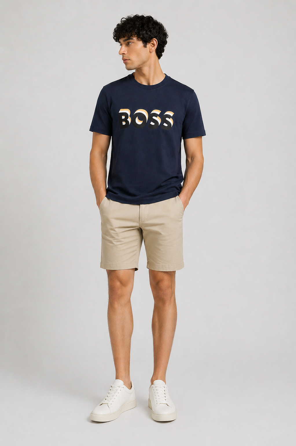 BOSS sticker Logo T-Shirt - Blue Navy