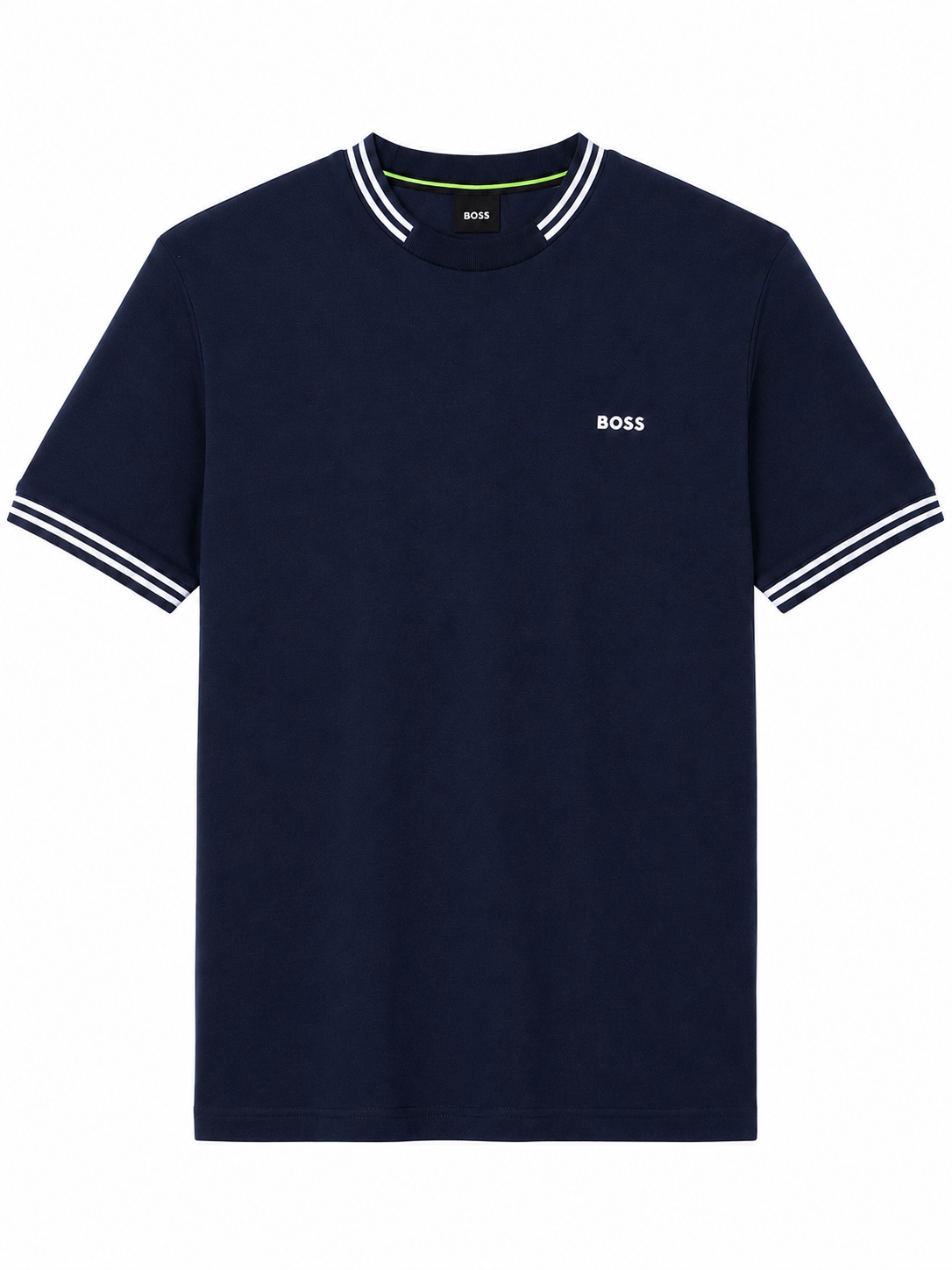 Boss stretch-cotton with stripes and logo T-shirt - Navy Blue