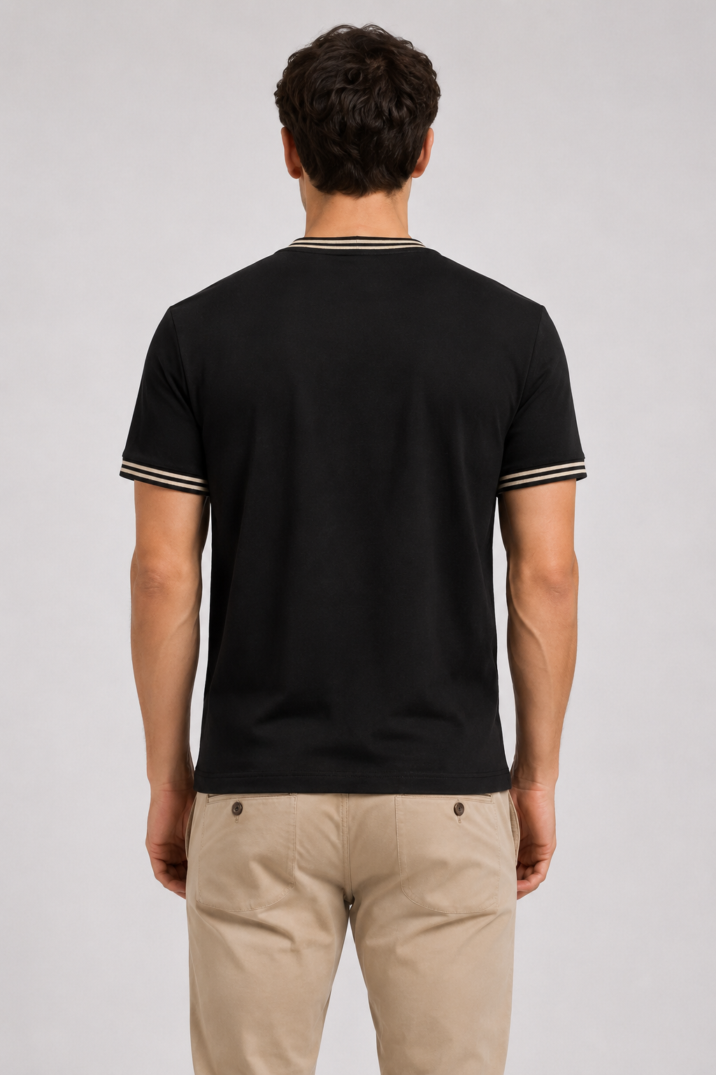 Boss stretch-cotton with stripes and logo T-shirt - Black