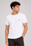 Boss stretch-cotton with stripes and logo T-shirt - White