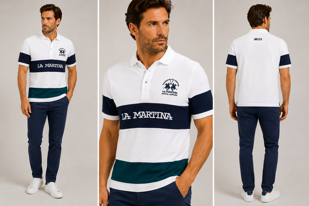 LM Color-block polo - White