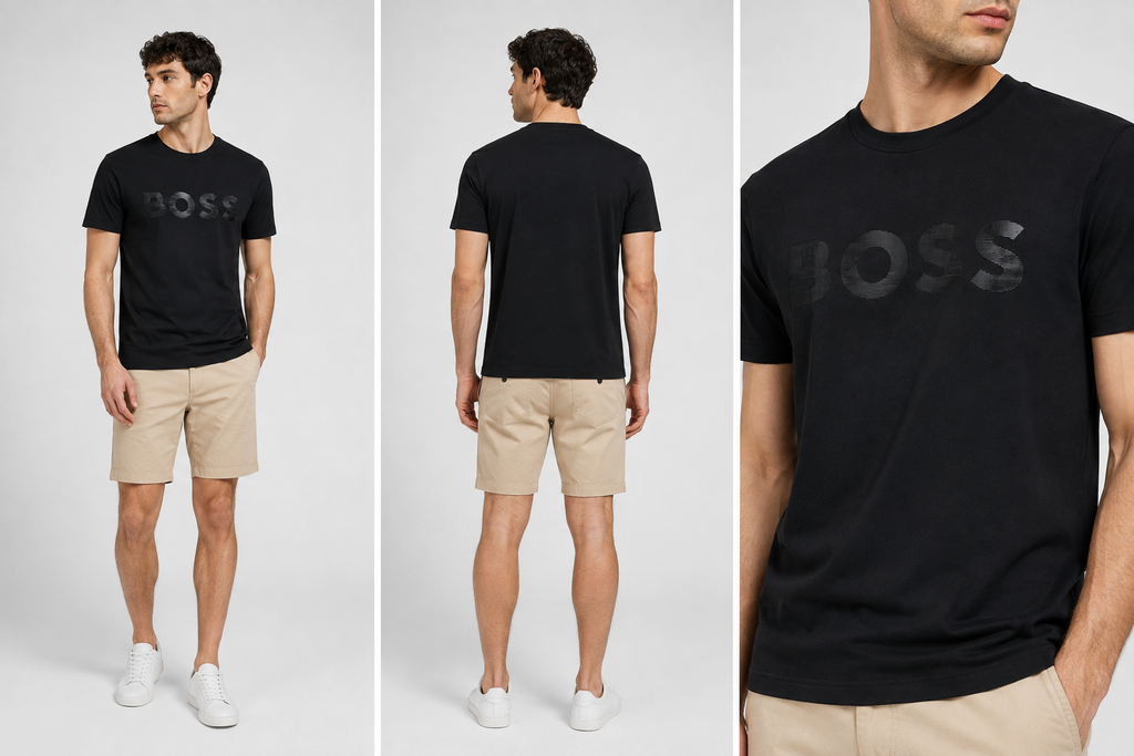 Boss Rubbered logo T-shirt- Black