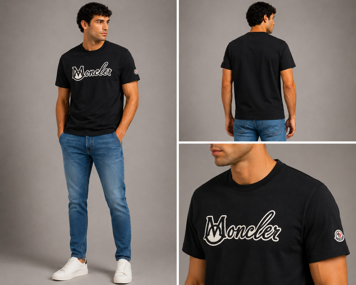 Moncler Embroidered Logo T-shirt - Black