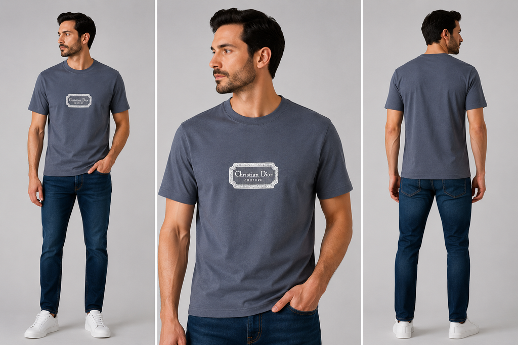 Dior Embroidered logo T-shirt - Blue grey