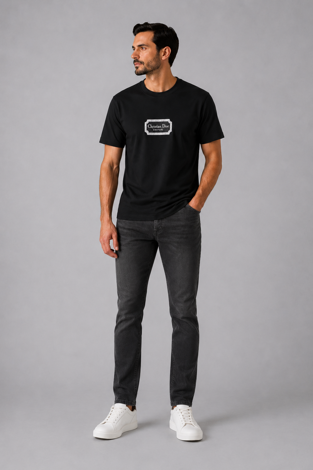 Dior Embroidered logo T-shirt -Black