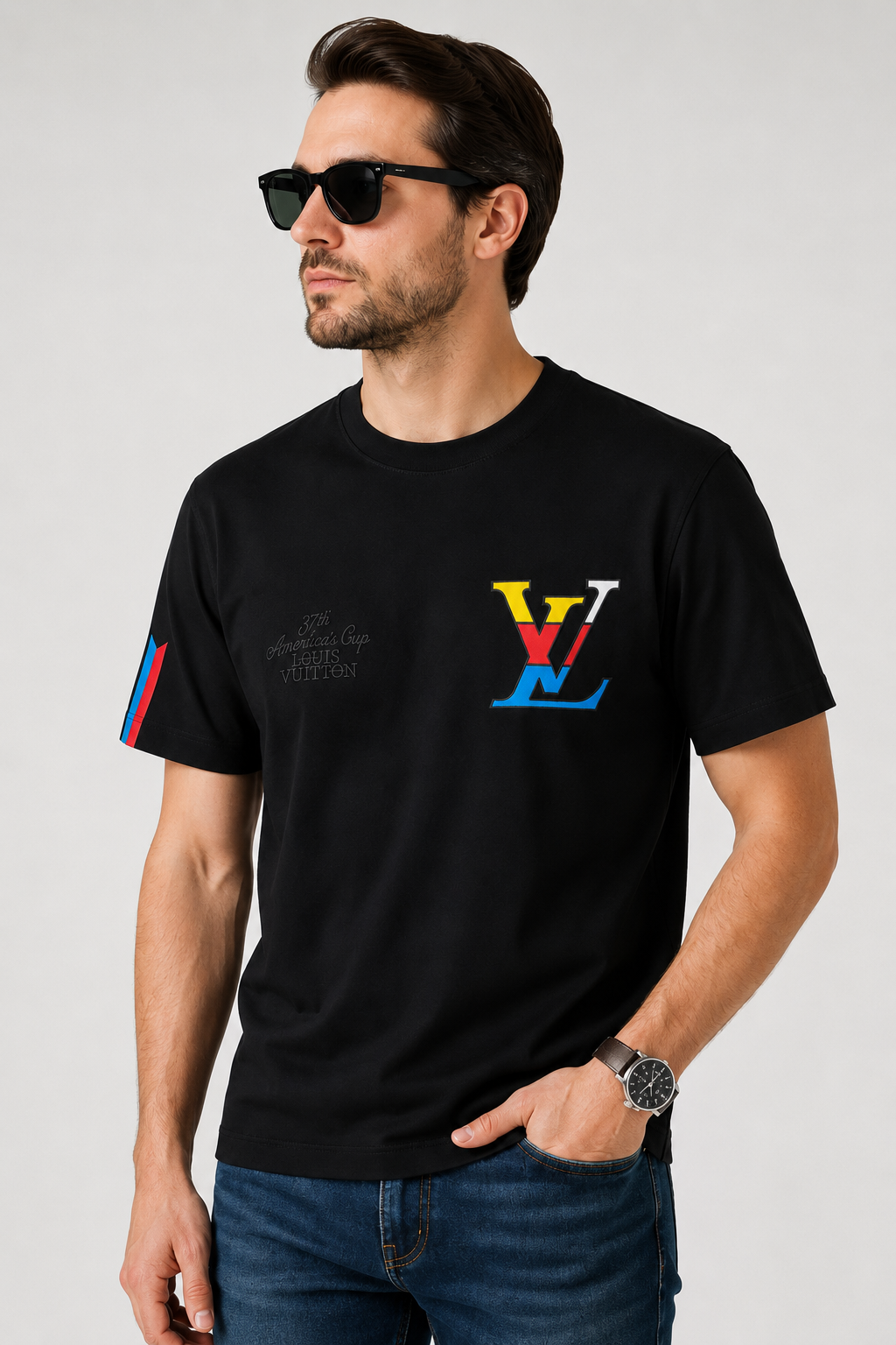 Louis Vuiton Gaston Stripe Cotton T-shirt - Black