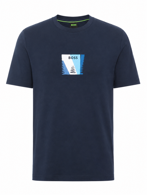 BOSS  centered graphic logo print T-shirt - Navy Blue