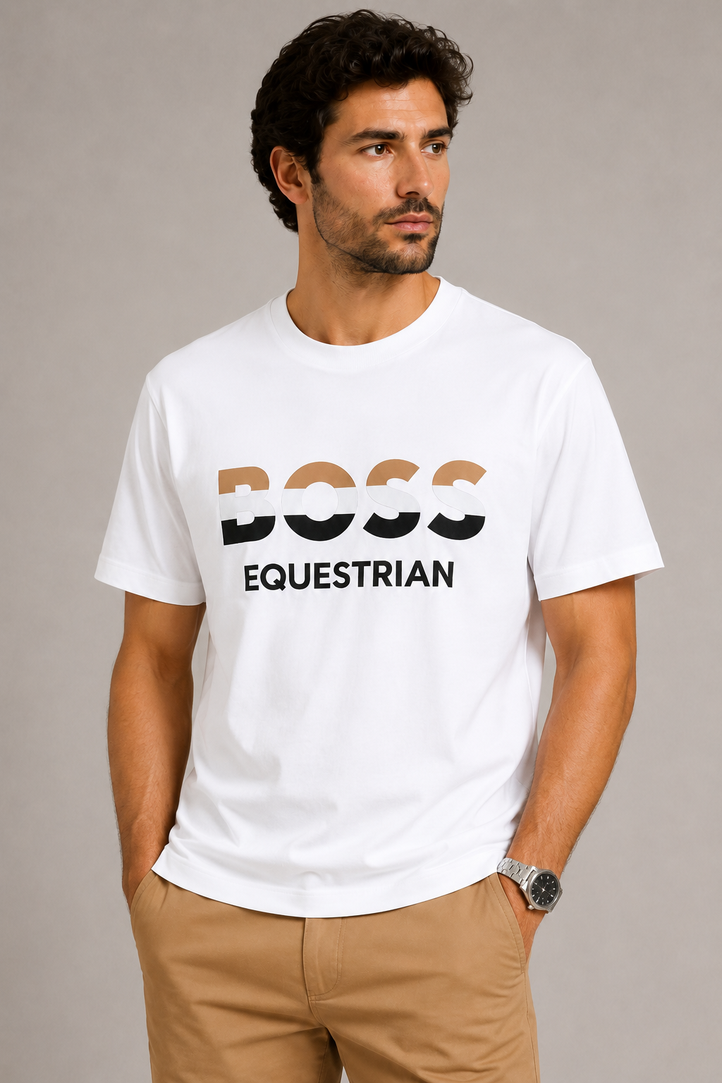 BOSS Equestrian Pierce Signature Logo T-Shirt - white