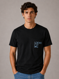 Loewe embroidered blue Pocket logo T-shirt- Black