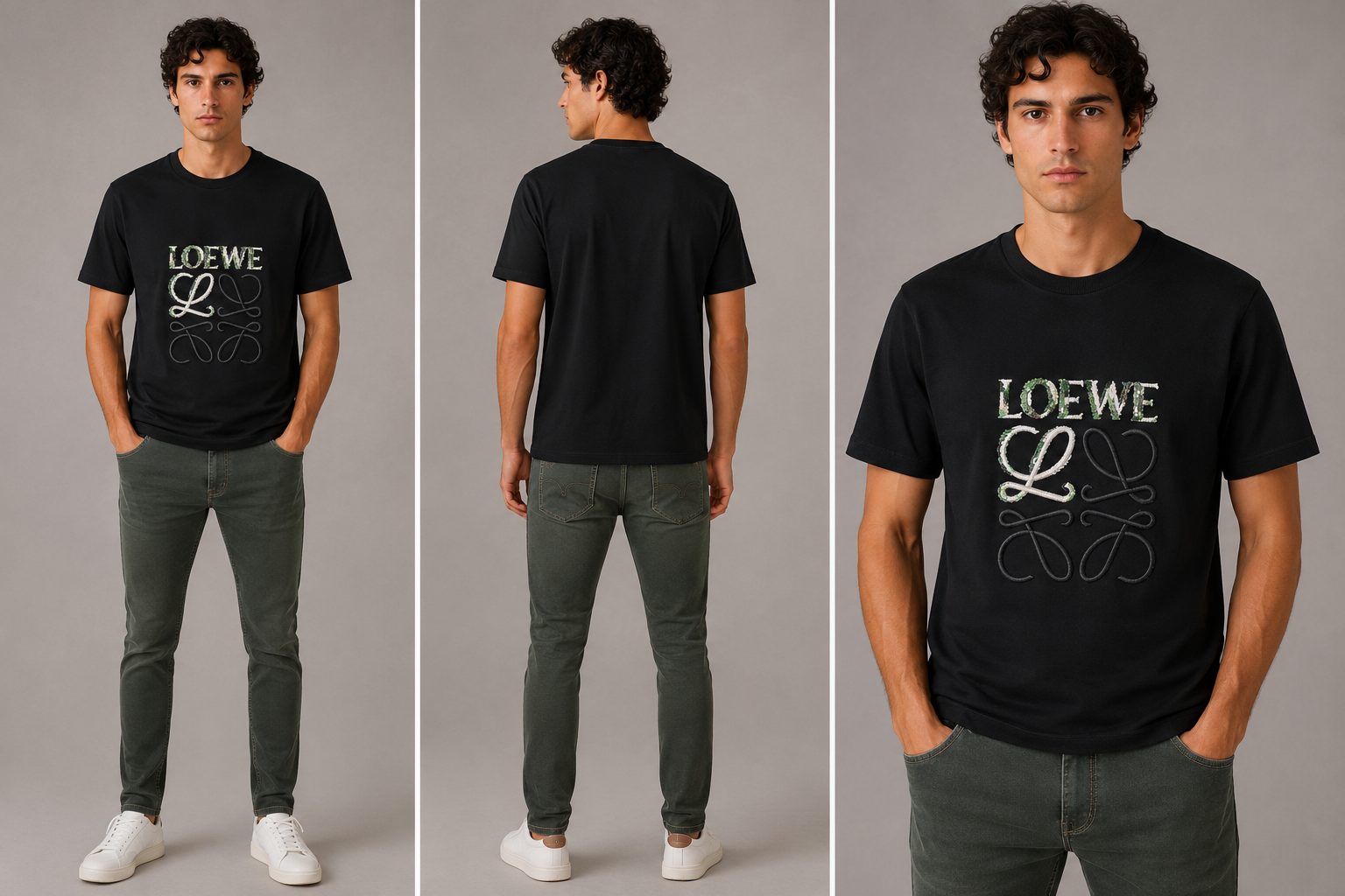 Loewe embroidered logo T-shirt- Black