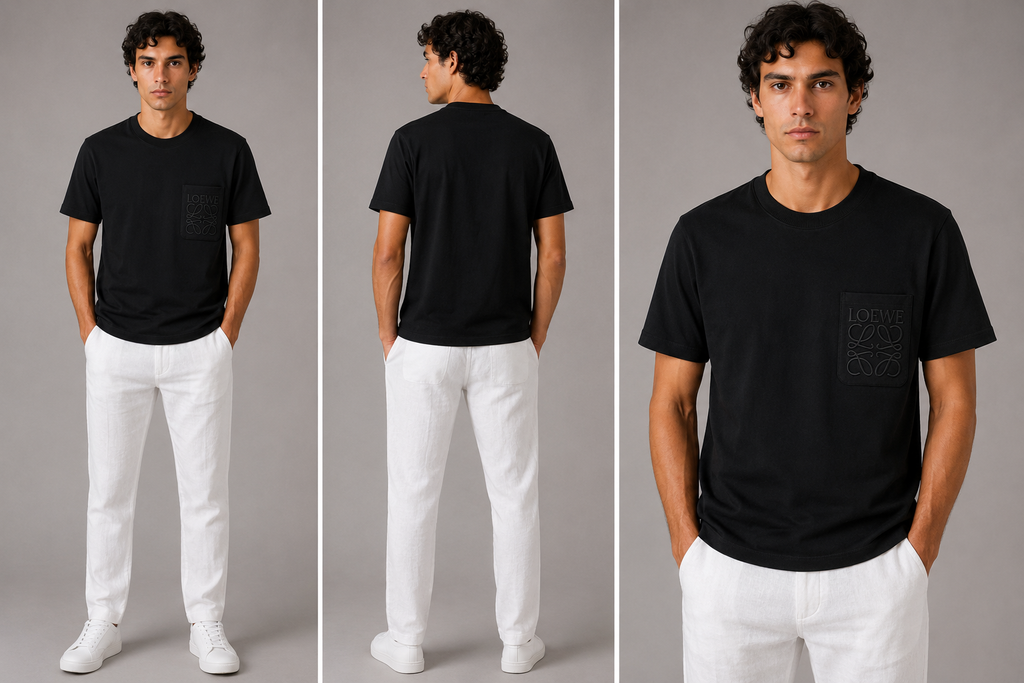 Loewe embroidered Black Pocket logo T-shirt- Black
