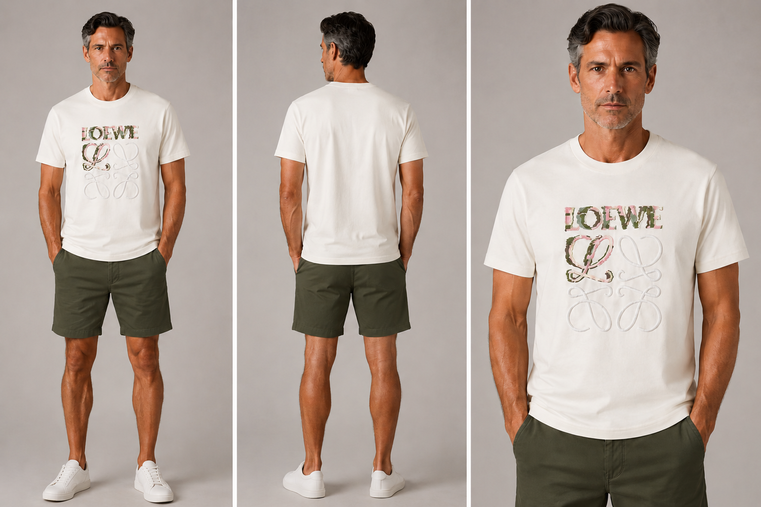 Loewe embroidered logo T-shirt- Off-white
