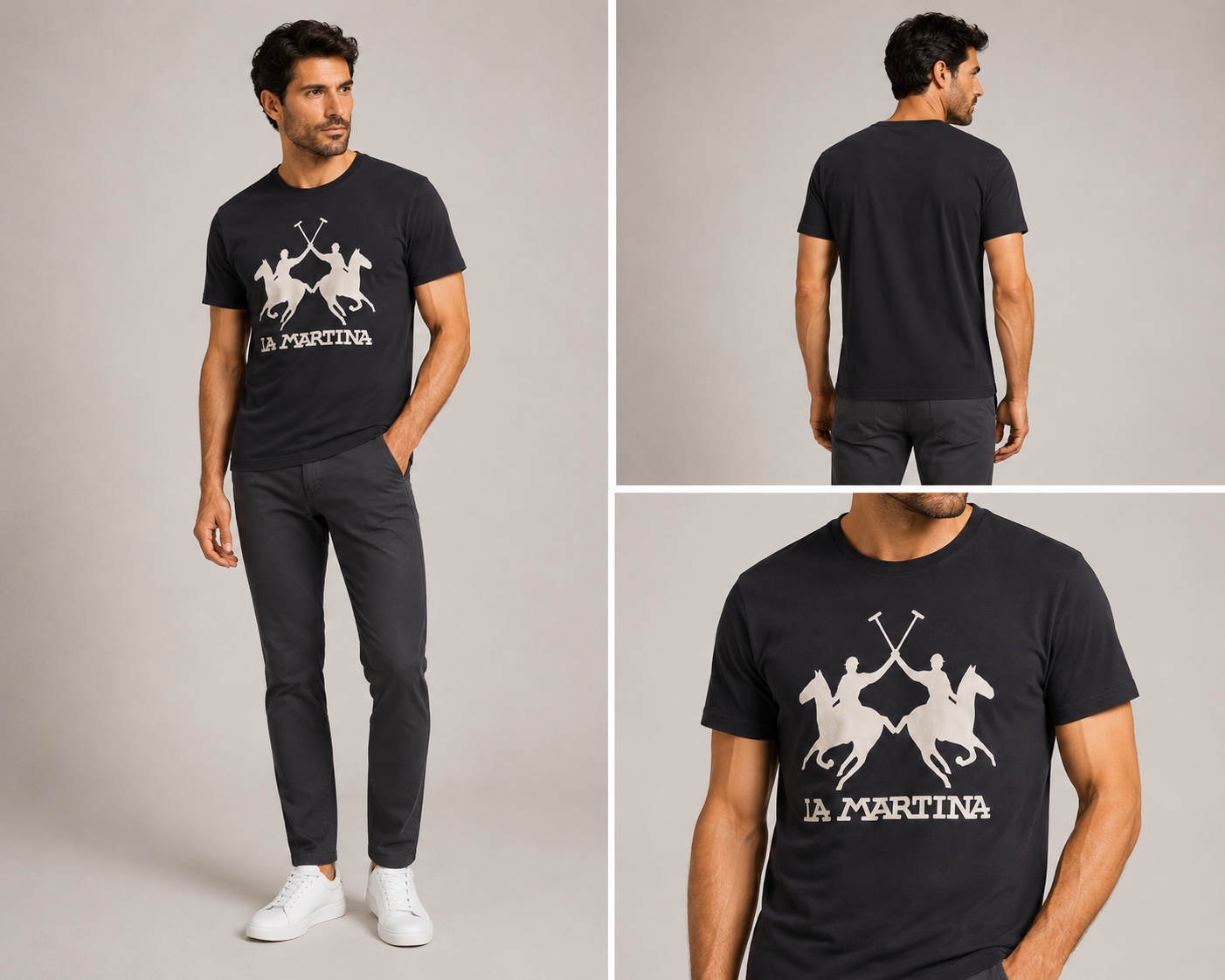 La Martina Brand Logo T-Shirt- Black