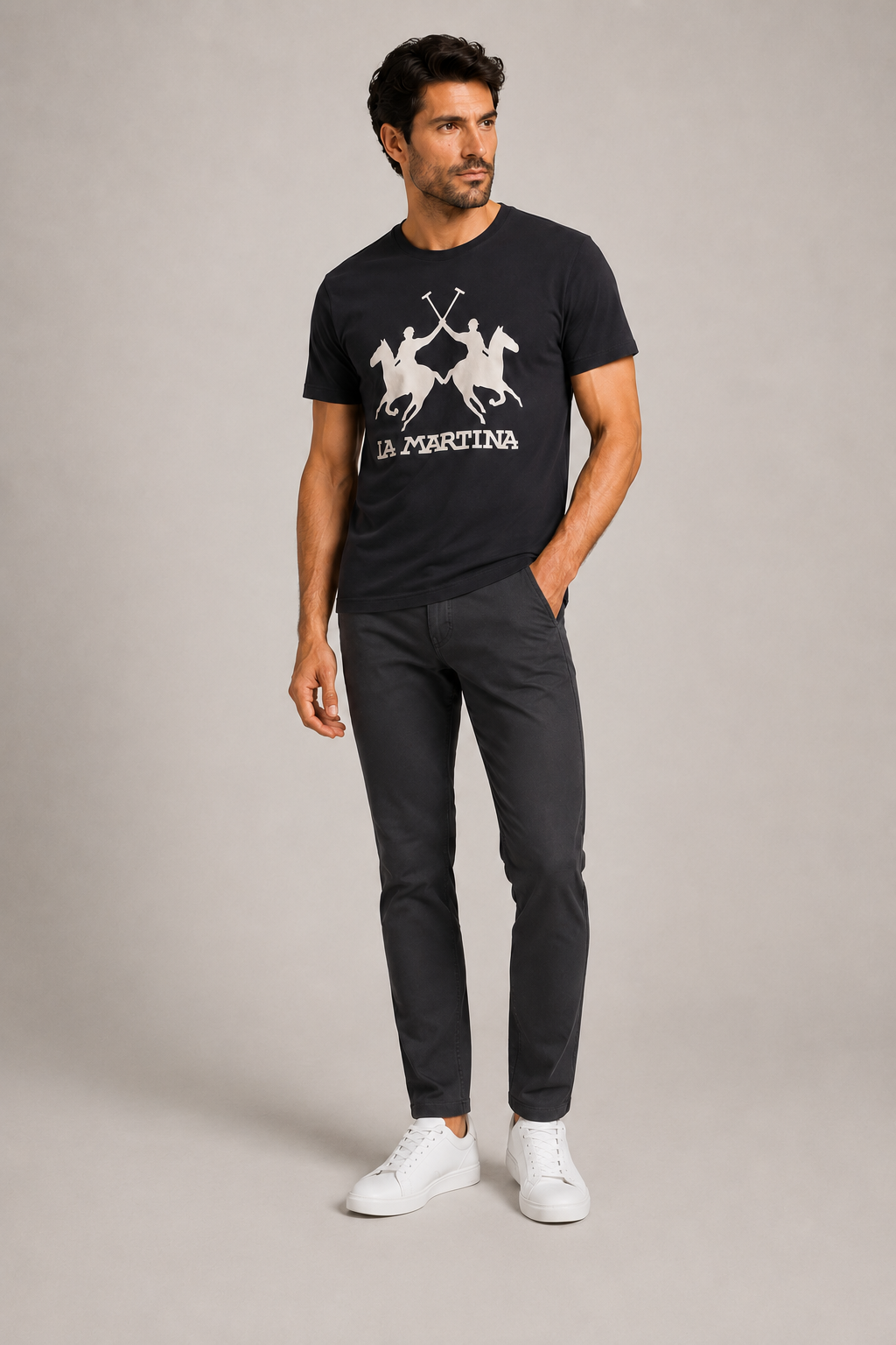 La Martina Brand Logo T-Shirt- Black