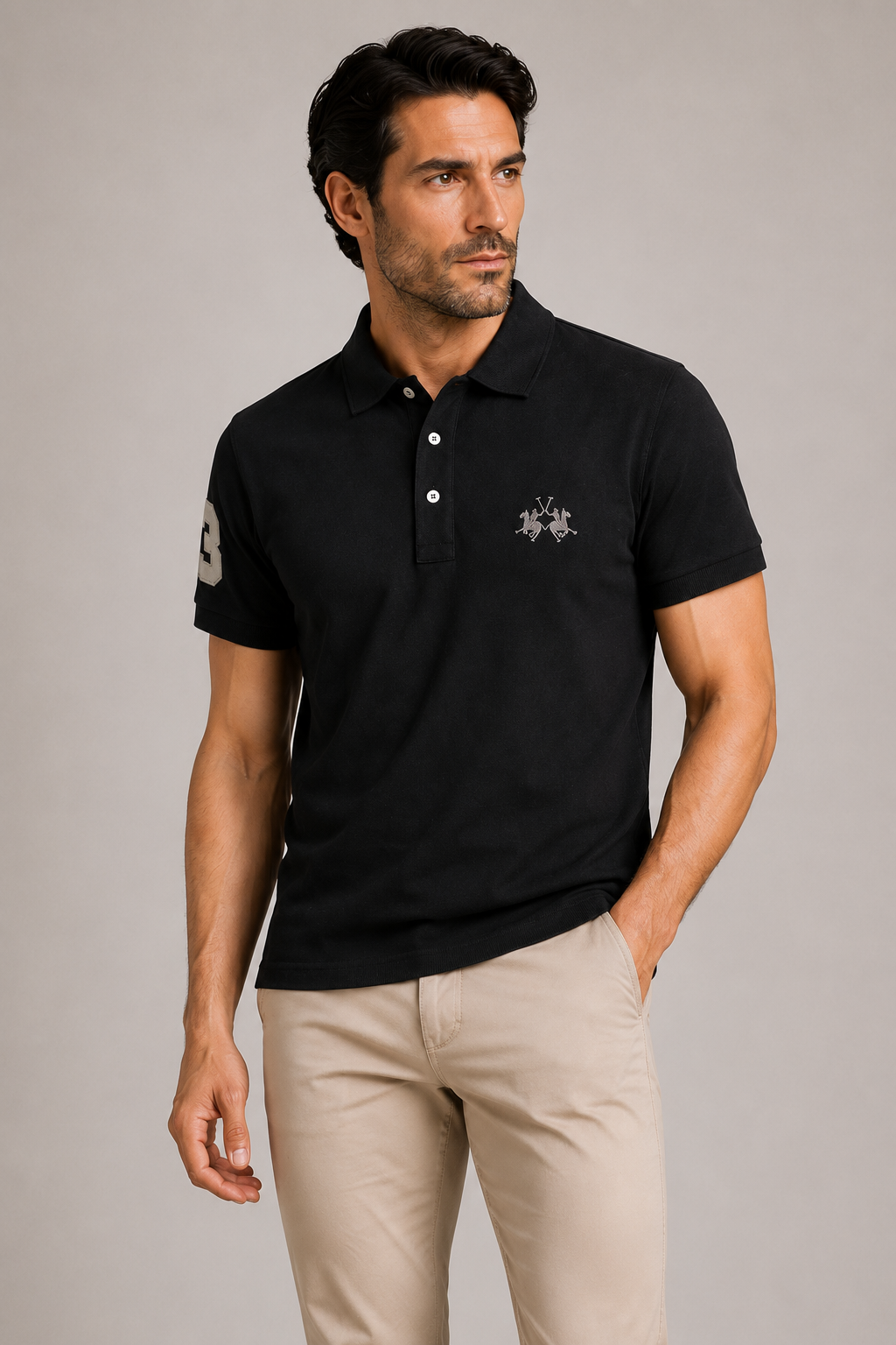 La Martina Embroidered Logo Polo - Black