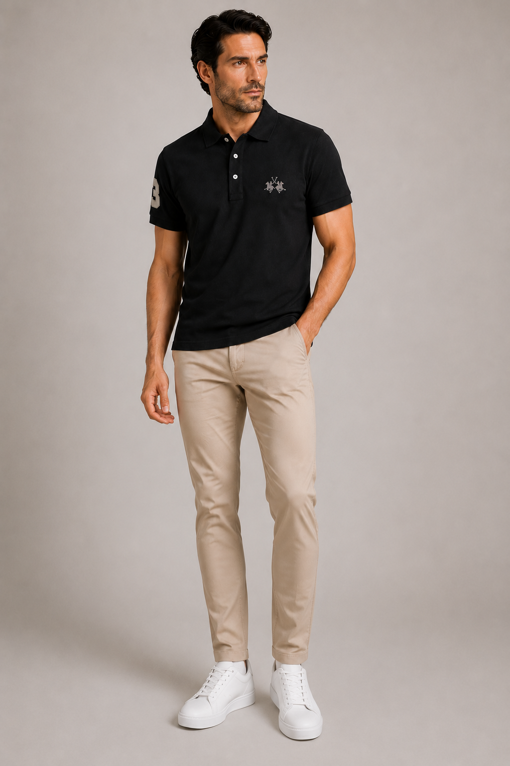 La Martina Embroidered Logo Polo - Black