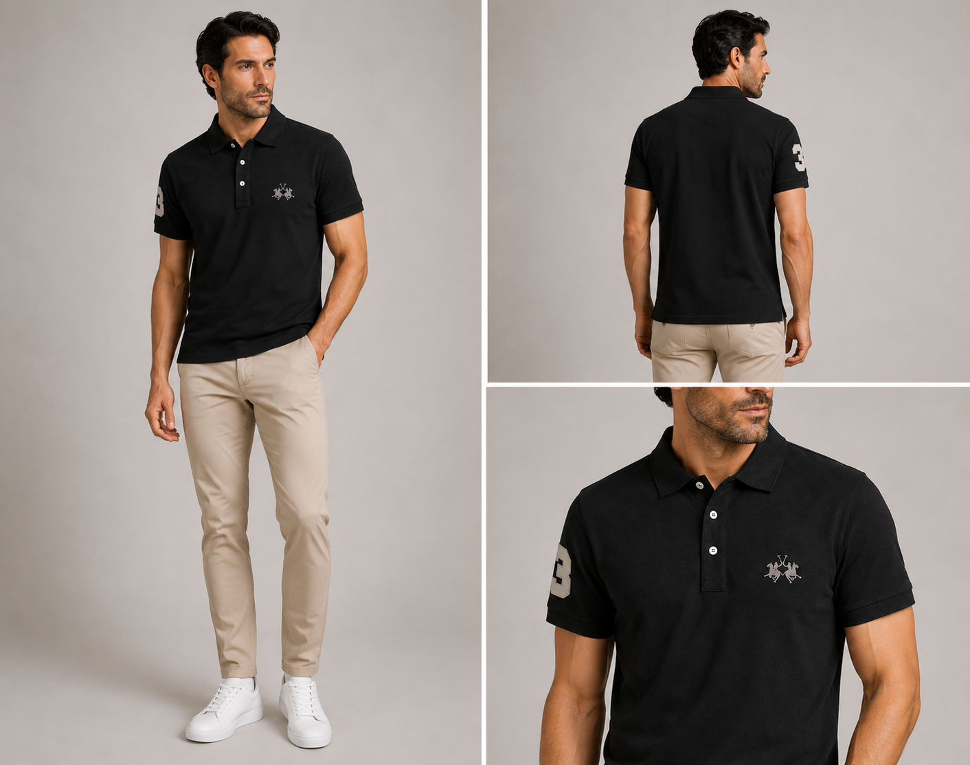 La Martina Embroidered Logo Polo - Black