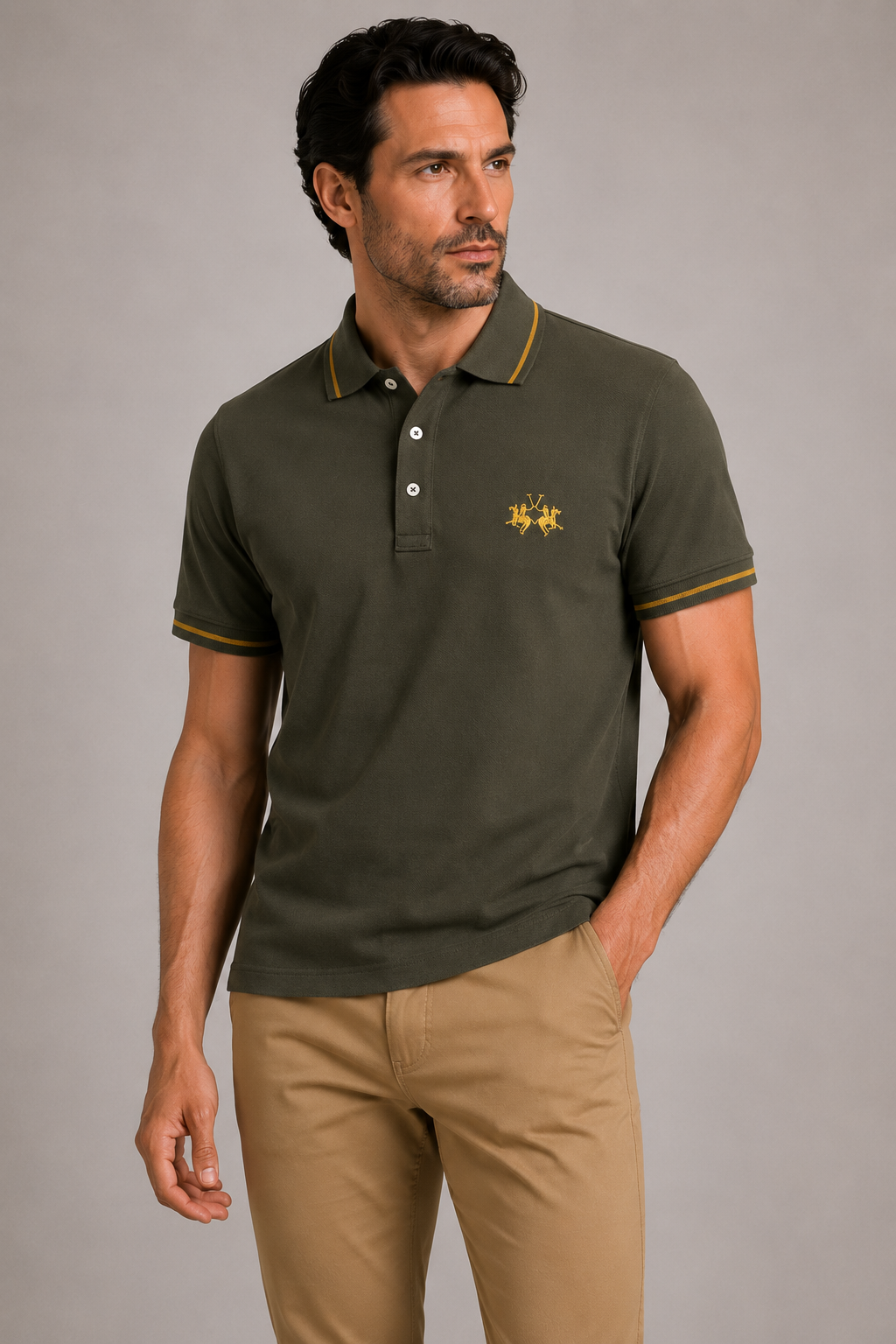 La Martina Embroidered Logo Polo - Olive Green