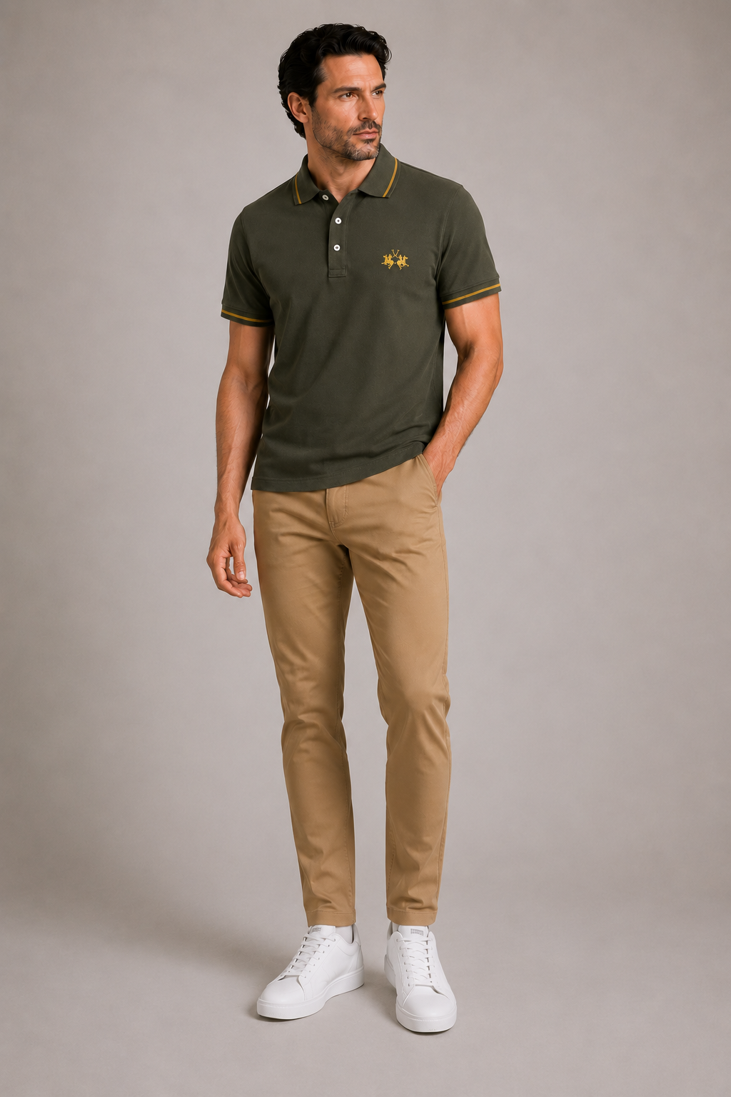 La Martina Embroidered Logo Polo - Olive Green