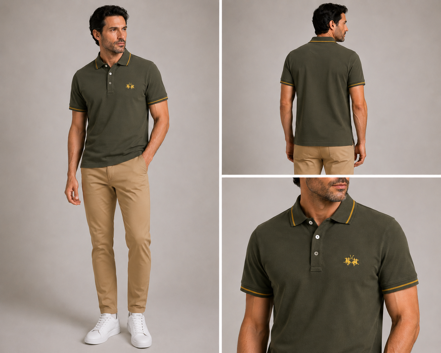 La Martina Embroidered Logo Polo - Olive Green