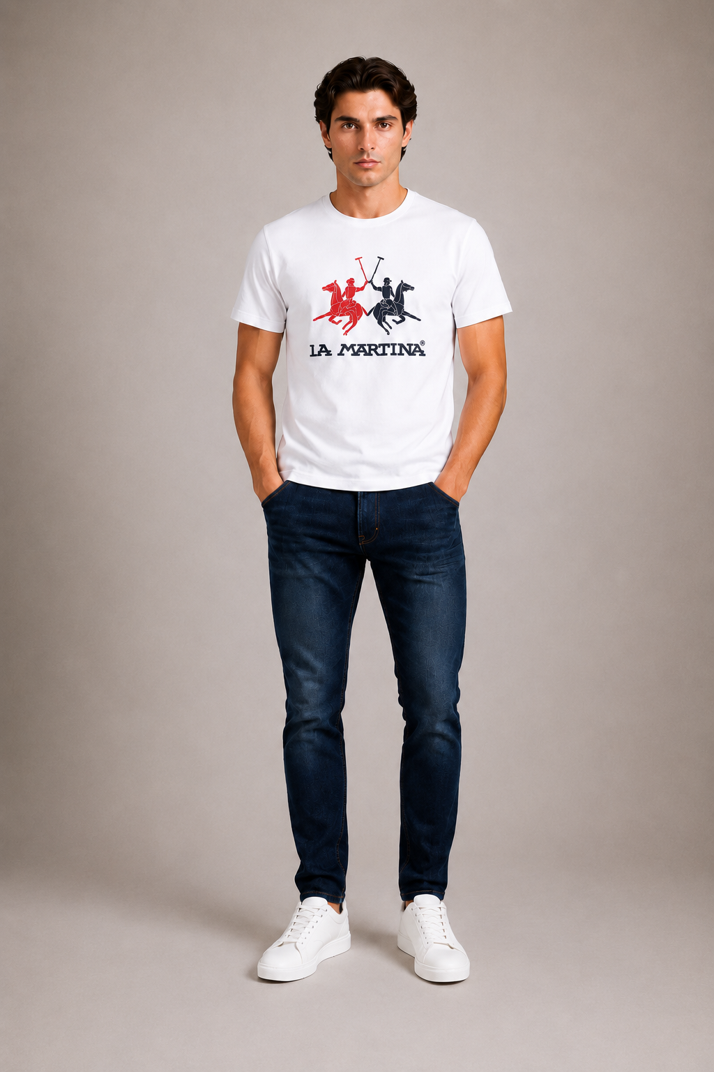 La Martina Graphic Print T-Shirt- White