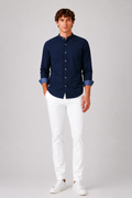 Jack & Jones Mandarin Collar Long Sleeve Shirt – Navy Blue
