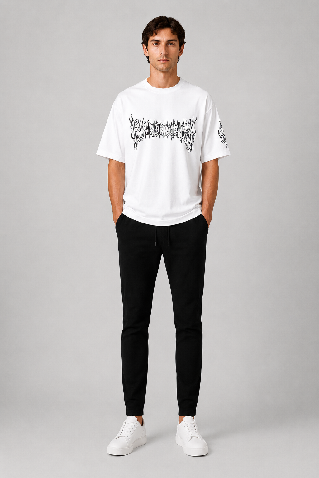 Balenciaga Oversized graphic print Logo T-shirt - White