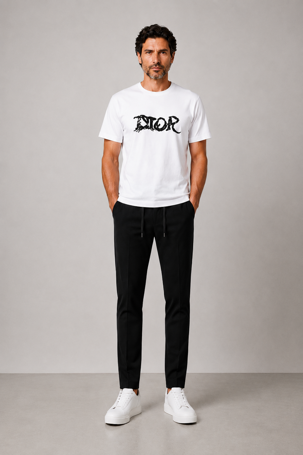 Dior Black Logo T-shirt -White