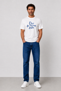 Dior embroidered Blue Logo T-shirt - White