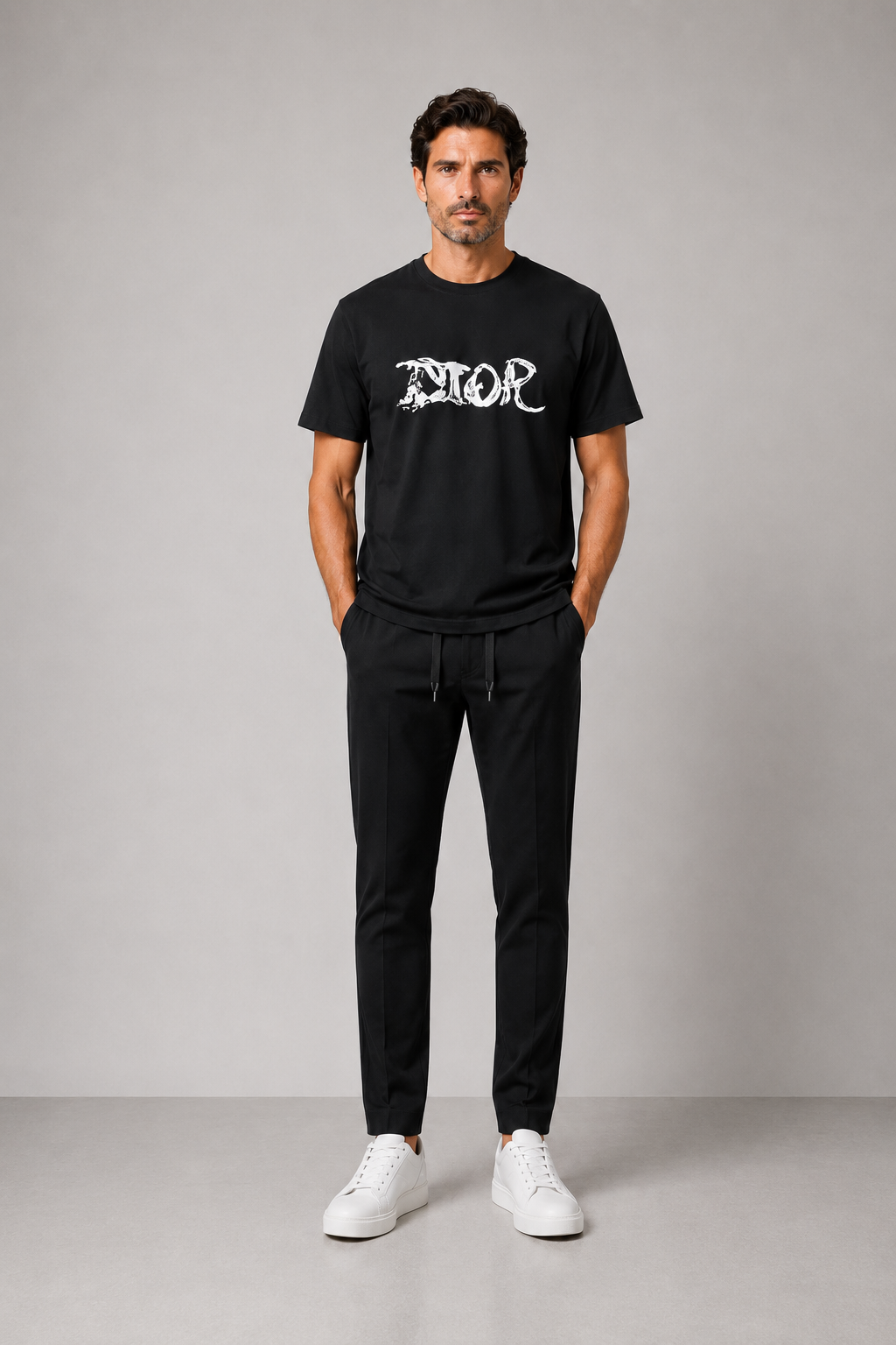 Dior White Logo T-shirt - Black