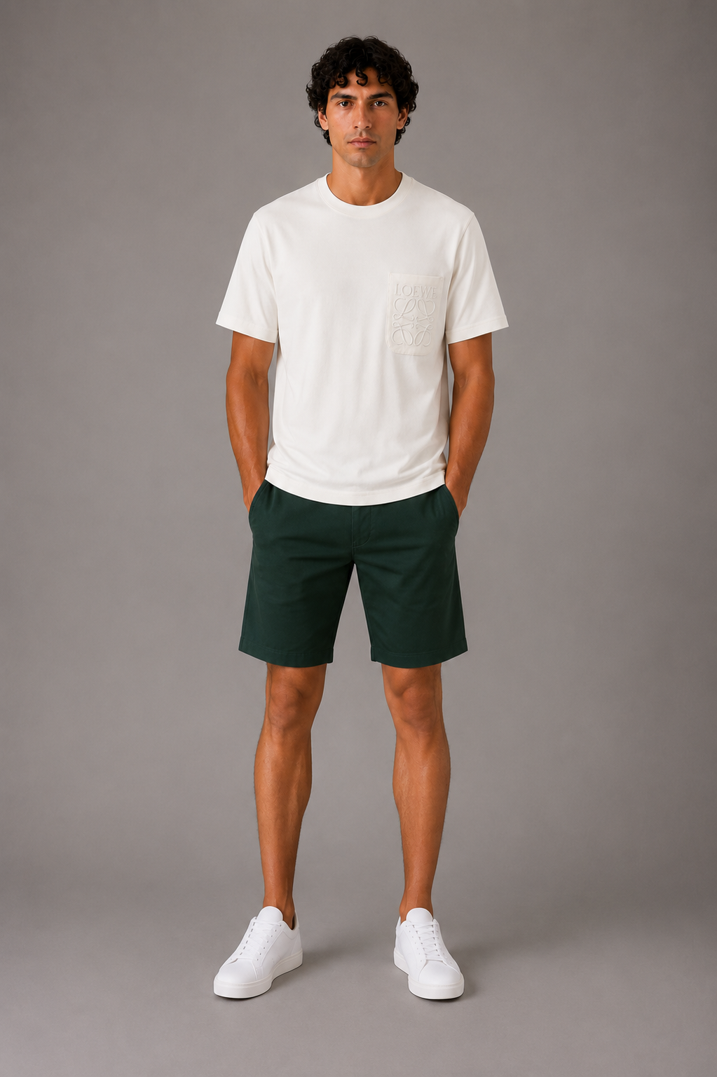 Loewe embroidered White Pocket logo T-shirt- White