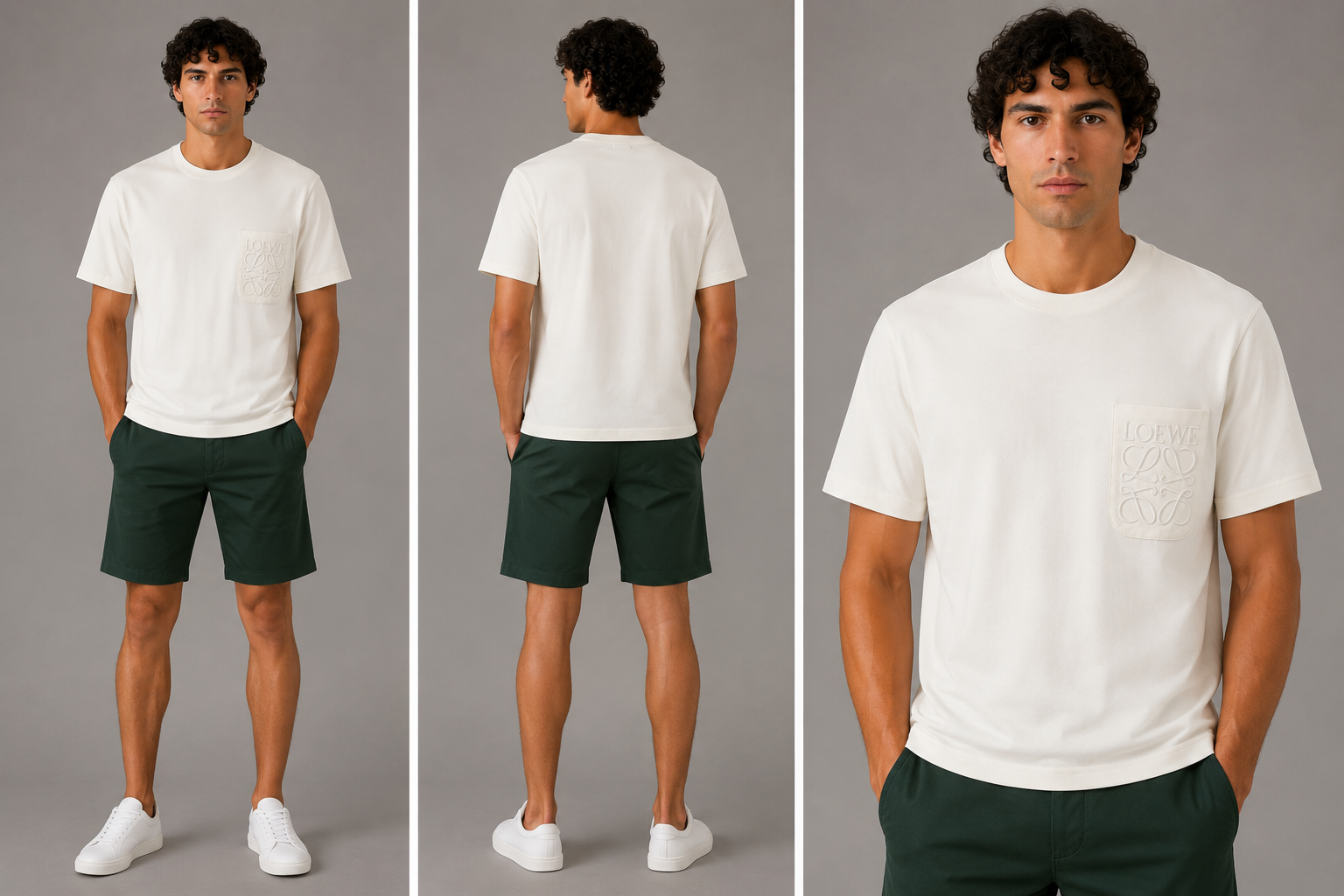Loewe embroidered White Pocket logo T-shirt- White