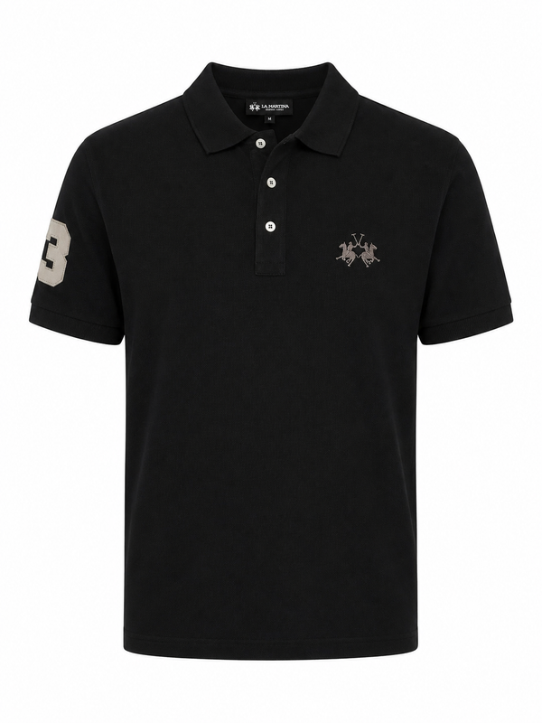 La Martina Embroidered Logo Polo - Black