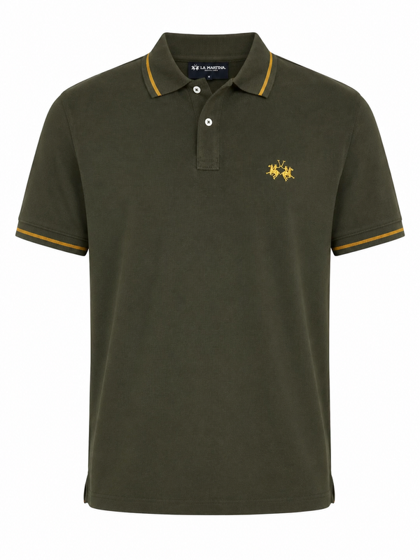 La Martina Embroidered Logo Polo - Olive Green