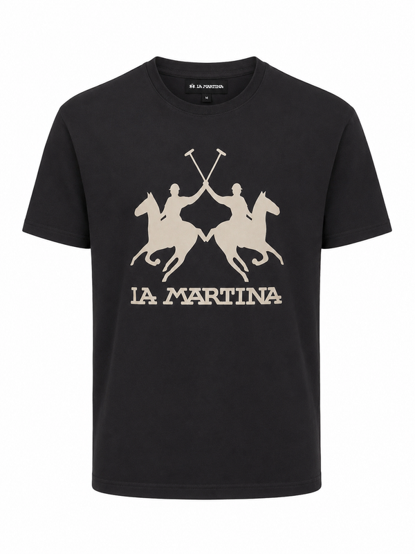 La Martina Brand Logo T-Shirt- Black