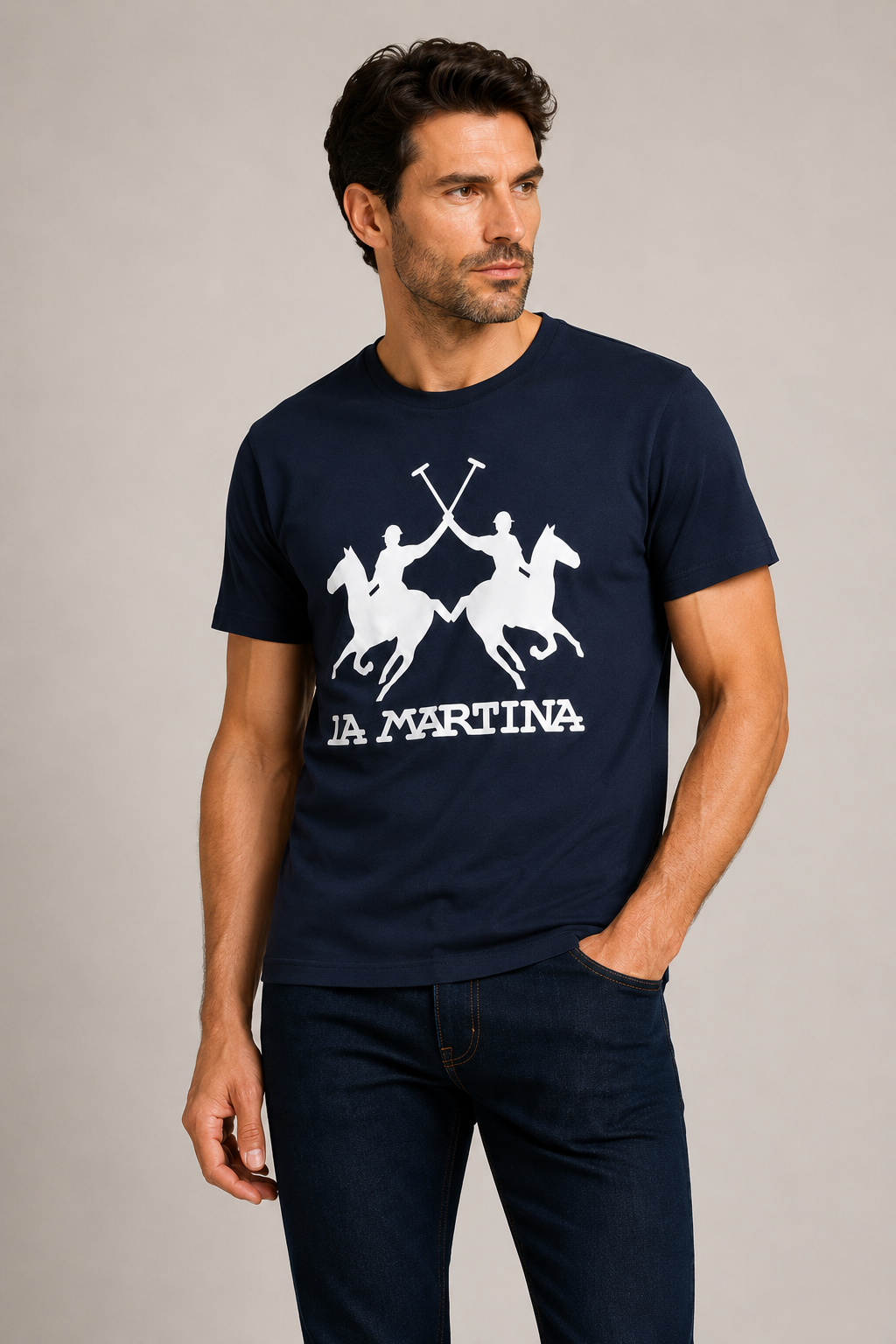 La Martina Brand Logo T-Shirt- Dark Navy